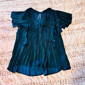 Anthropologie black ruffle blouse